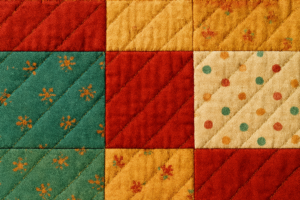 Straight-line quilting on patchwork